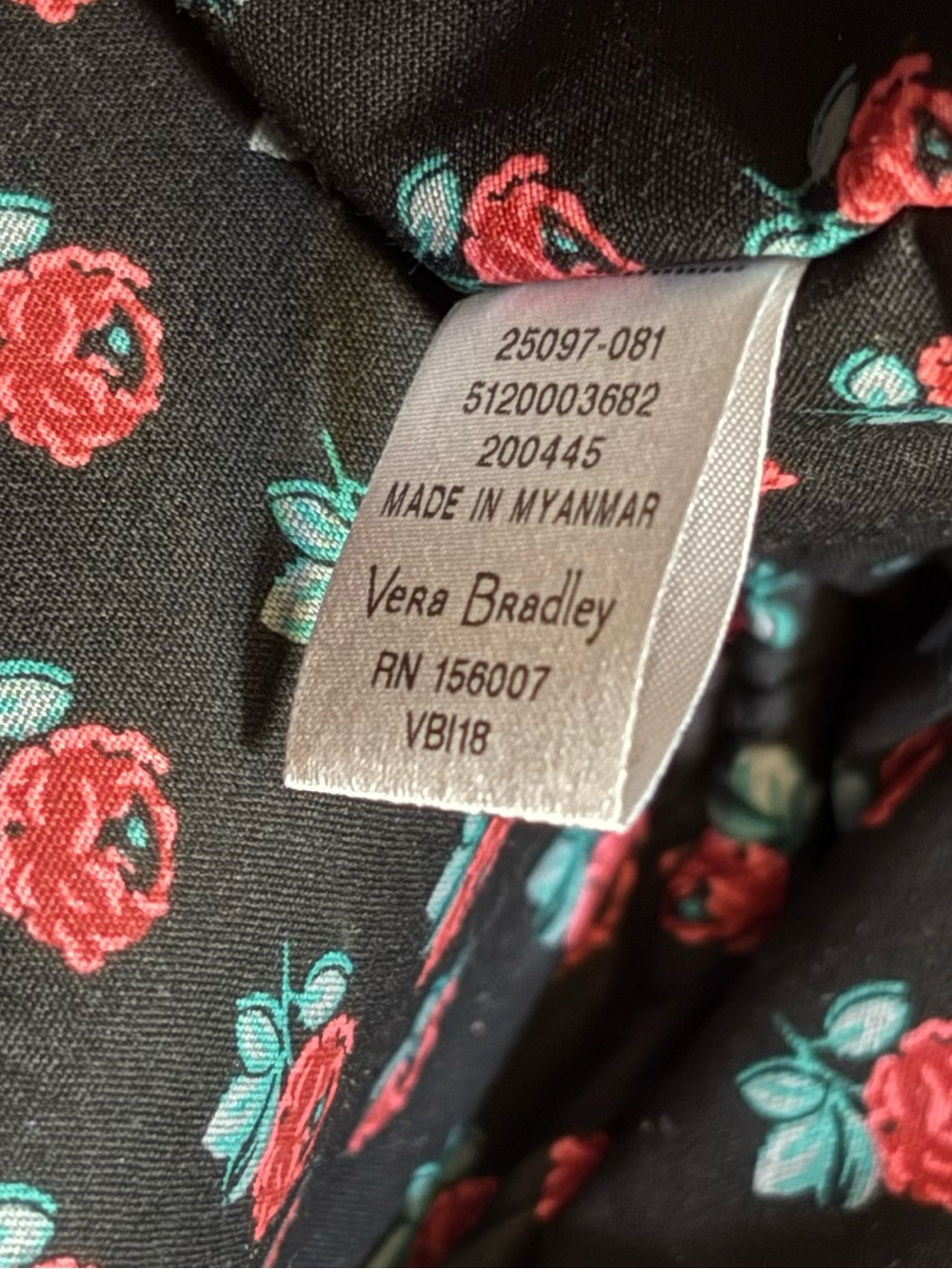 Vera Bradley Black Quilted Tote Bag with Faux Leather Trim - Picture 7 of 8